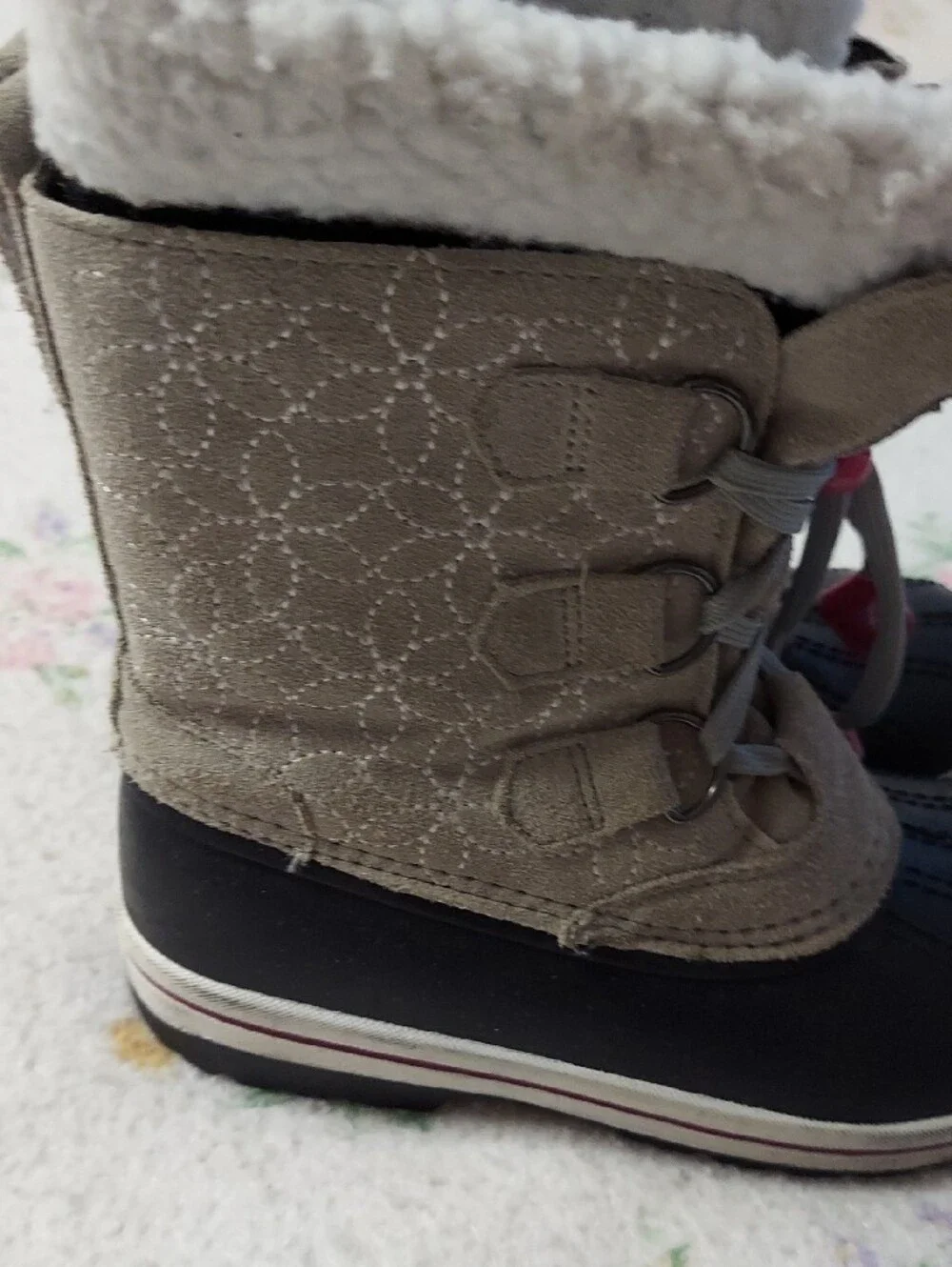 Magellan Outdoors Kids Two-Tone Brown and Black Winter Boots with Pink Accents